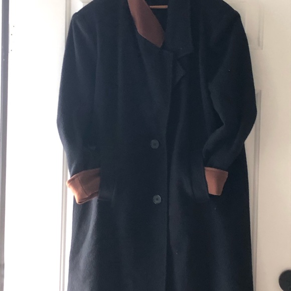 SPENCER DOUGLAS FORSTMANN WOOL BLND BLCK W/BRWN COLLAR & CUFFS USA MADE - Picture 2 of 13